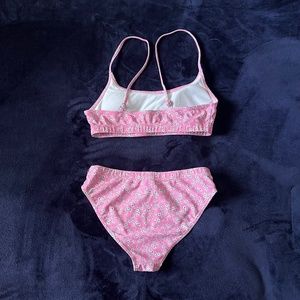 pink floral two piece swim suit